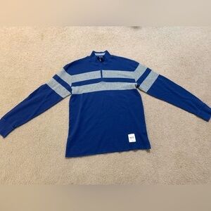 Men’s Nautica Jeans Co. 1/4 Zip Blue and Gray Striped Thermal Size XXL